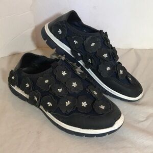 MARC CAIN  Navy Leather Floral  Sneakers